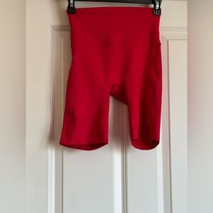 Zenana Size Small Solid Red Biker Exercise Shorts